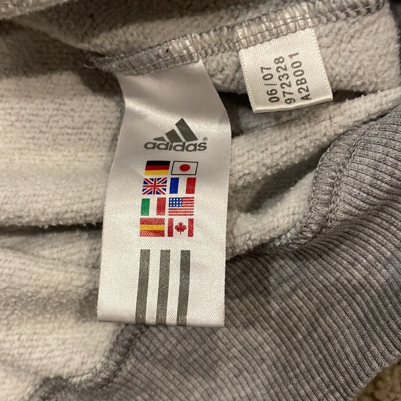 Vintage adidas size medium grey with black striped pullover hoodie - Picture 4 of 6
